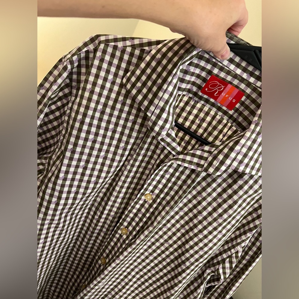 Rufus Dress Shirt size L brown /purple